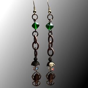 Long dangly Mixed Metal Scarab Earrings NWOT